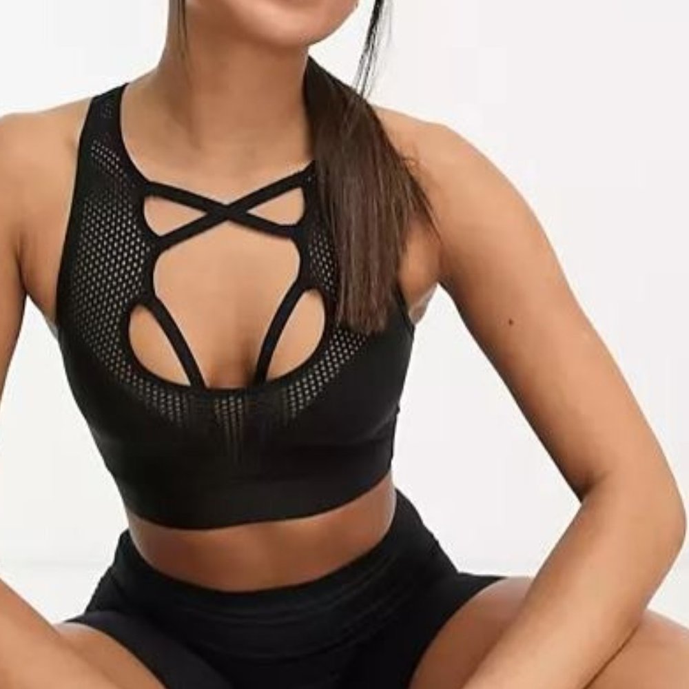 ASOS HIIT gloss mesh back bra - NWOT - M